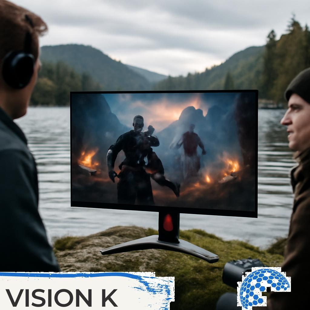 ALT-Text: Externer Gaming-Bildschirm mit lebendigen Farben und hoher Auflösung, ideal für intensives Entertainment beim Spielen.
