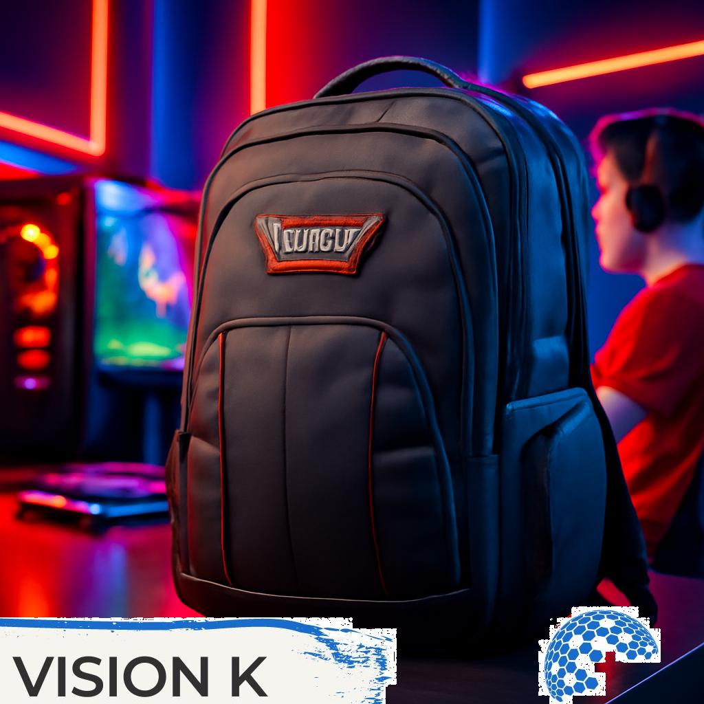 ALT Text: Moderner Gaming-Rucksack in Schwarz mit mehreren Fächern, ideal für Entertainment unterwegs.