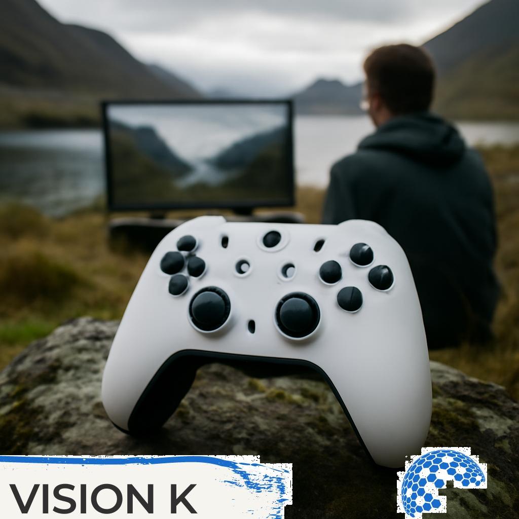 Abbildung eines hochwertigen High-End-Gamepads zur Unterhaltung mit ergonomischem Design und präzisen Steuerungselementen